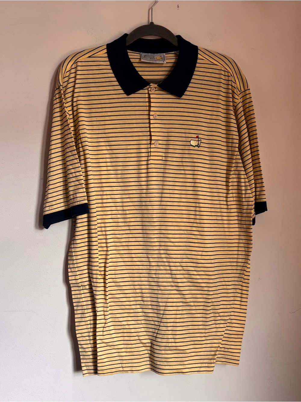 Masters Yellow Polo with Navy Collar and Stripes